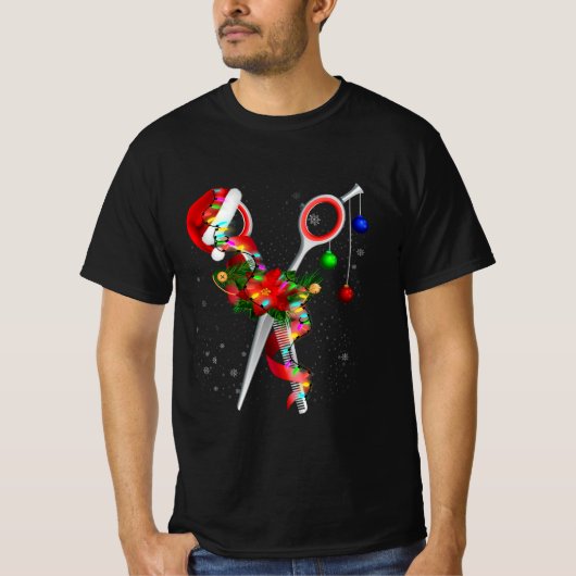 Schere Haarstylist Weihnachtsmann Weihnachtsmann C T-Shirt (Vorderseite)
