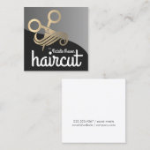 Schere Hair Golden Logo | Salon Quadratische Visitenkarte (Vorne/Hinten)