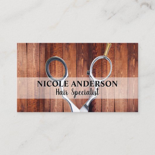 Schere | Holzrahmen Visitenkarte (Vorderseite)