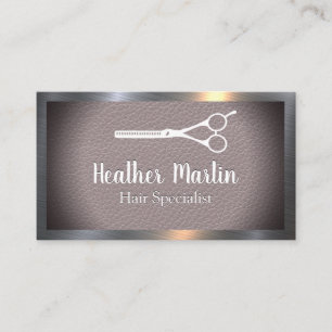Schere   Leder   Metallic Frame Business Card Visitenkarte