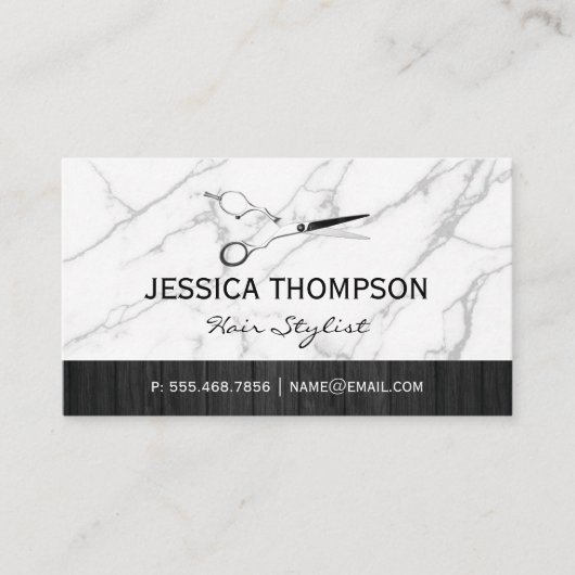 Schere | Marmorholz Visitenkarte (Vorderseite)