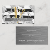 Schere | Metall gebürstet | Blume Schmetterlinge Terminkarte (Vorne/Hinten)