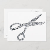 Schere mit Haarschnitten Postkarte (Vorne/Hinten)