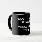 Schere mit rockem Papier Tasse (Vorderseite Links)