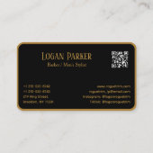 Schere Moderner Barbier Schwarz Gold Visitenkarte (Rückseite)