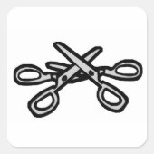 Schere Quadratischer Aufkleber (Vorderseite)