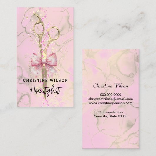 Schere Rosa Bugfarbe Splash Visitenkarte (Vorne/Hinten)