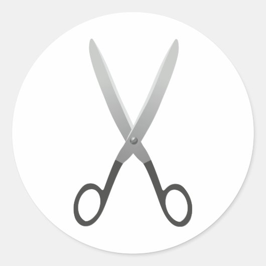 Schere Runder Aufkleber (Vorderseite)