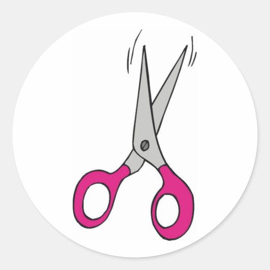 Schere Runder Aufkleber (Vorderseite)