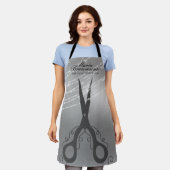 Schere Schneiden Haar Stylistin Glitzer Silber Fri Schürze (Getragen)