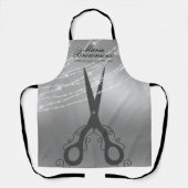 Schere Schneiden Haar Stylistin Glitzer Silber Fri Schürze (Vorderseite)