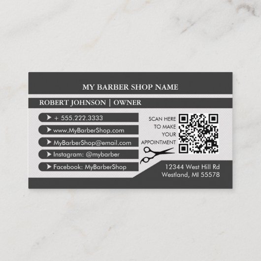 Schere Schwarz-Grau-Friseur Visitenkarte (Rückseite)