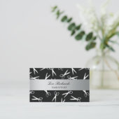 Schere | Schwarz & Silber | Hair Stylist Visitenkarte (Stehend Vorderseite)
