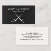 Schere | Schwarzleder Visitenkarte (Vorne/Hinten)