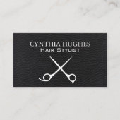 Schere | Schwarzleder Visitenkarte (Vorderseite)
