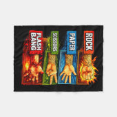 Schere, Stein, Papier, Blendgranate Gamer Meme Fleecedecke (Vorderseite (Horizontal))
