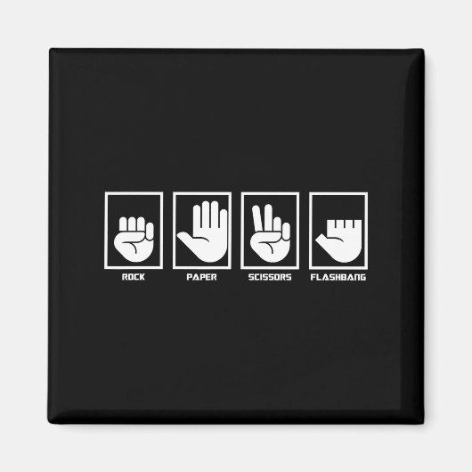 Schere, Stein, Papier, Blendgranate lustiges Meme- Magnet (Vorne)