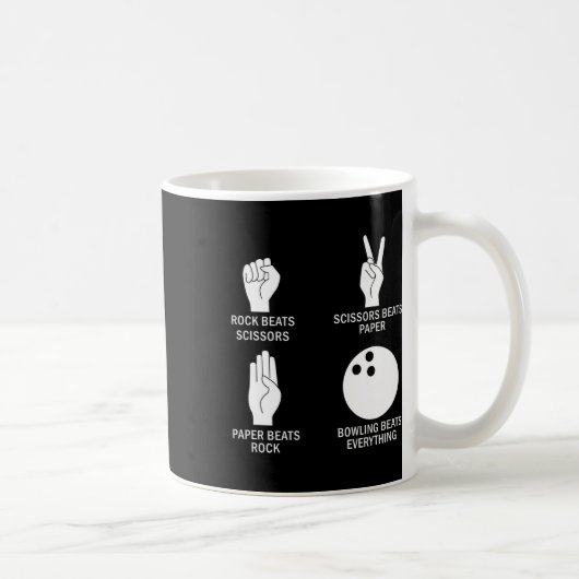Schere, Stein, Papier Bowling schlägt alles Bowle Kaffeetasse (Rechts)