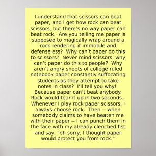 Schere, Stein, Papier Debatten Lustiges Poster Sch