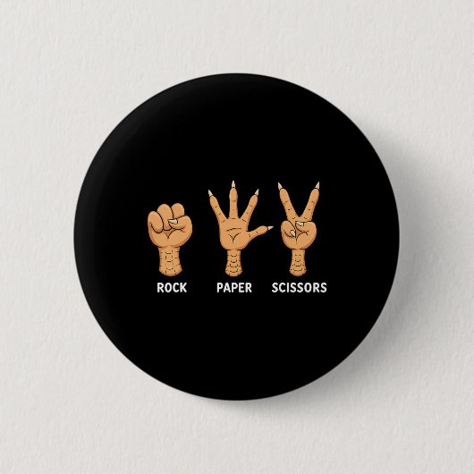 Schere, Stein, Papier Handspiel Vogelklaue Lustig Button (Vorderseite)