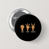Schere, Stein, Papier Handspiel Vogelklaue Lustig Button (Vorne & Hinten)