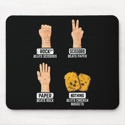 Schere, Stein, Papier Nichts schlägt Chicken Nugge Mousepad (Vorne)