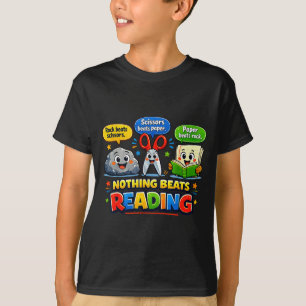 Schere, Stein, Papier nichts schlägt lustiges Lese T-Shirt