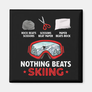Schere, Stein, Papier Nichts schlägt Skifahren  Magnet
