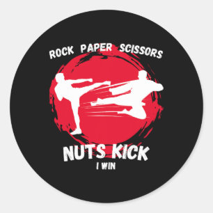 Schere Stein Papier Nüsse Kick Gewinnen Lustig Tae Runder Aufkleber