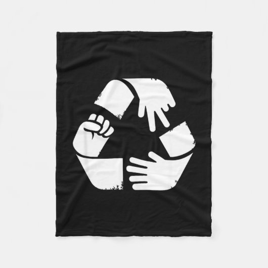 Schere Stein Papier Recycling-Symbol lustige Hand Fleecedecke (Vorderseite)