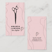 Schere | Stilvolle Linien und Blume Visitenkarte (Vorne/Hinten)