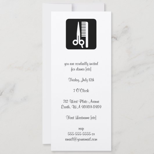 Schere und Comb Hair Biz Einladung (Vorderseite)