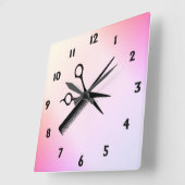 Schere und Comb Pink Quadratische Wanduhr (Winkel)
