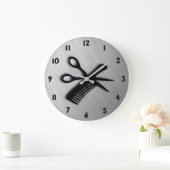 Schere und Comb Silver Große Wanduhr (Zuhause)