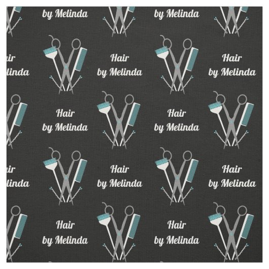 Schere und Comb White Aquamarin Hair Stylist Name  Stoff (Muster)