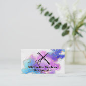 Schere und Kamm | Aquarellgoldfolie Visitenkarte (Stehend Vorderseite)