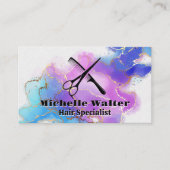 Schere und Kamm | Aquarellgoldfolie Visitenkarte (Vorderseite)