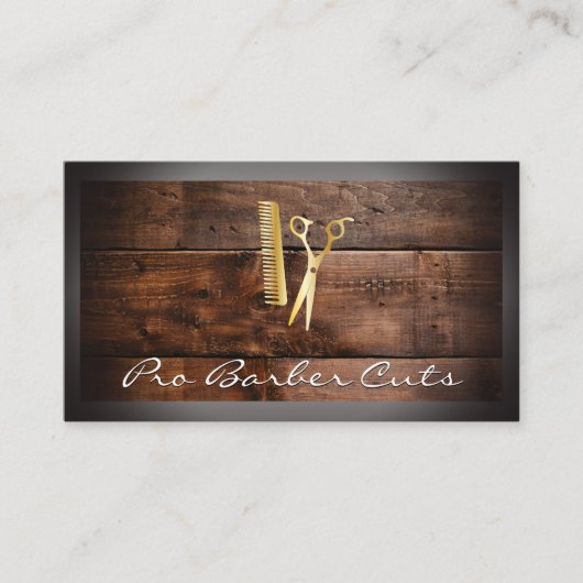 Schere und Kamm | Holz Visitenkarte (Vorderseite)