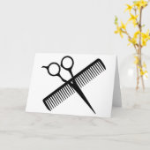 Schere und Kamm Karte (Gelbe Blume)