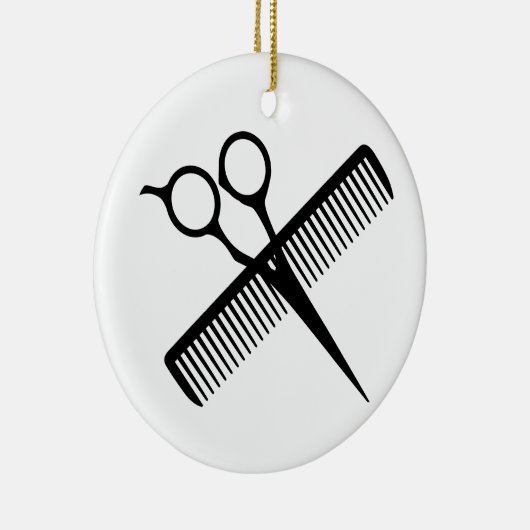 Schere und Kamm Keramik Ornament (Rechts)