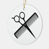 Schere und Kamm Keramik Ornament (Links)