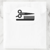 Schere und Kamm Ovaler Aufkleber (Tasche)