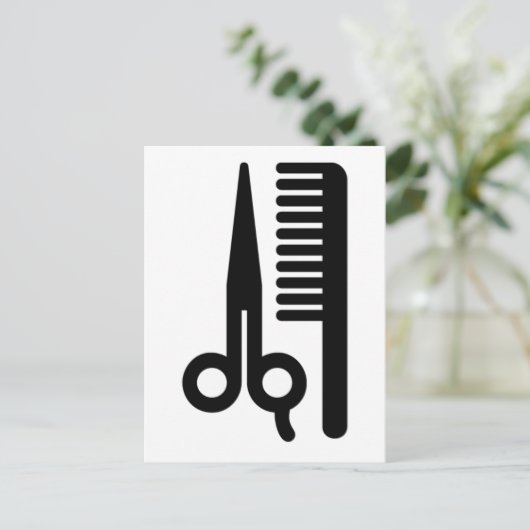 Schere und Kamm Postkarte (Stehend Vorderseite)