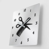 Schere und Kamm Quadratische Wanduhr (Winkel)