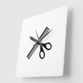 Schere und Kamm Quadratische Wanduhr (Winkel)