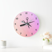 Schere und Kamm rosa Große Wanduhr (Zuhause)