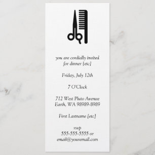 Schere und Komb Einladung