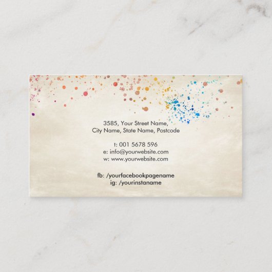 Schere und Schmetterlingsfarbe Visitenkarte (Rückseite)