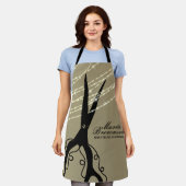 Schere wirbeln Schnitt Haar Stylistin Glitzer Khak Schürze (Getragen)