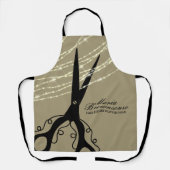 Schere wirbeln Schnitt Haar Stylistin Glitzer Khak Schürze (Vorderseite)